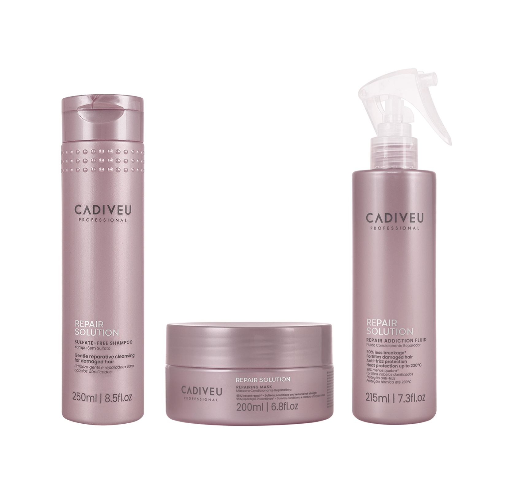 Kit Repair Solution Shampoo + Máscara + Fluido