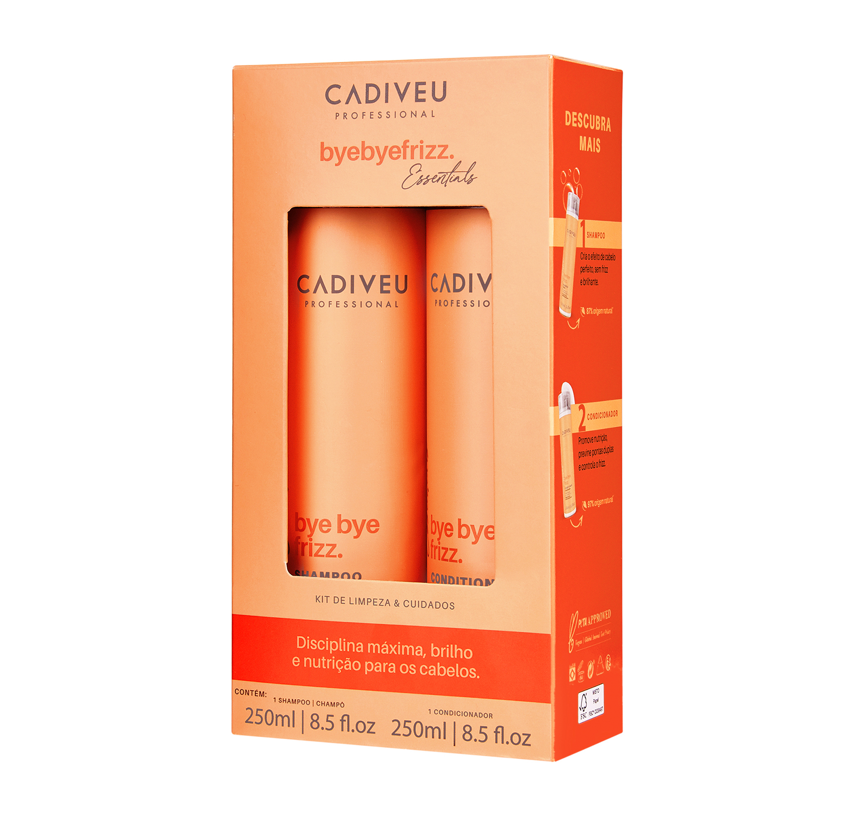 Cadiveu Essentials Bye Bye Frizz Kit de Limpeza Shampoo e Condicionador 250ml