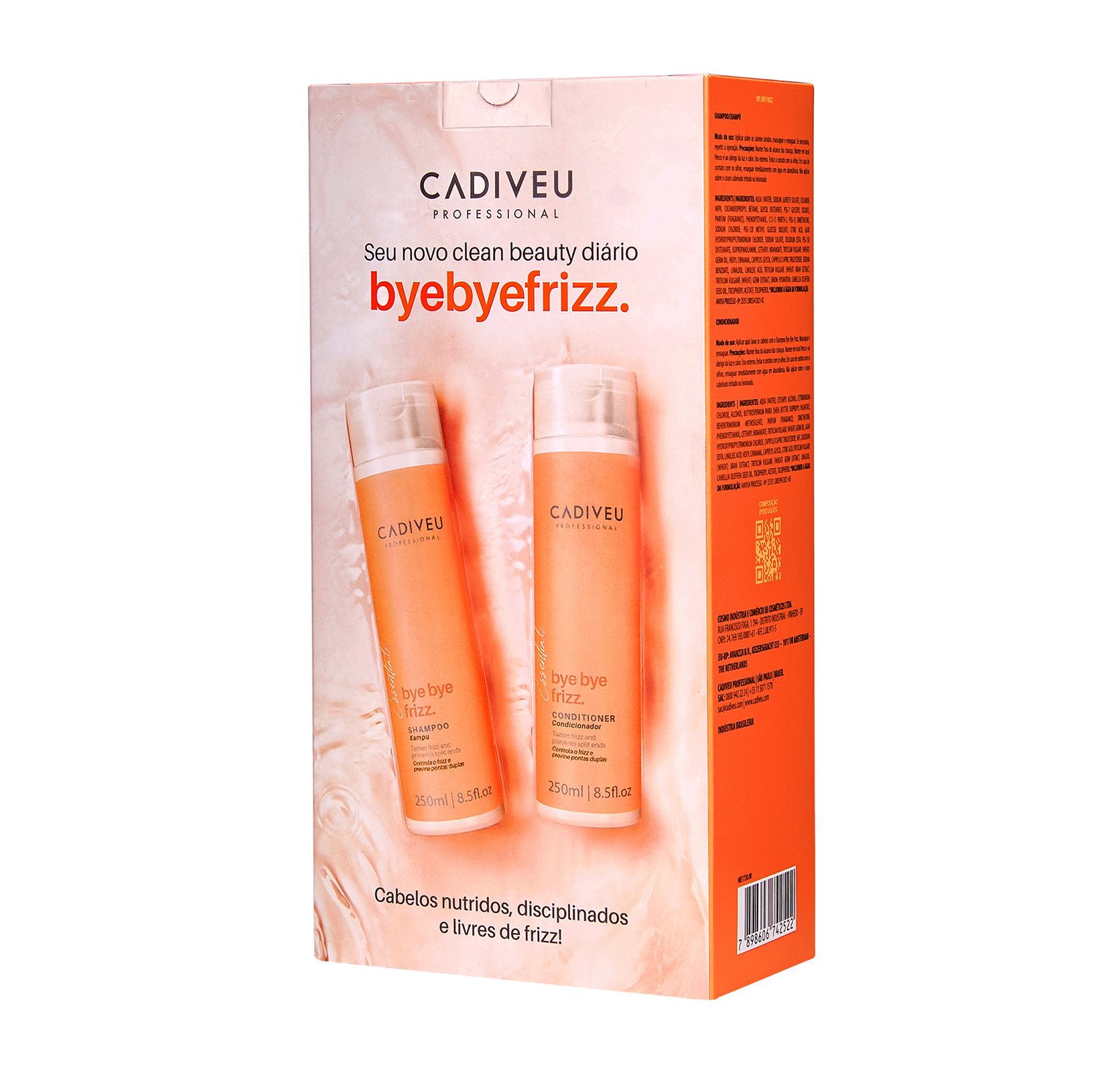Cadiveu Essentials Bye Bye Frizz Kit de Limpeza Shampoo e Condicionador 250ml