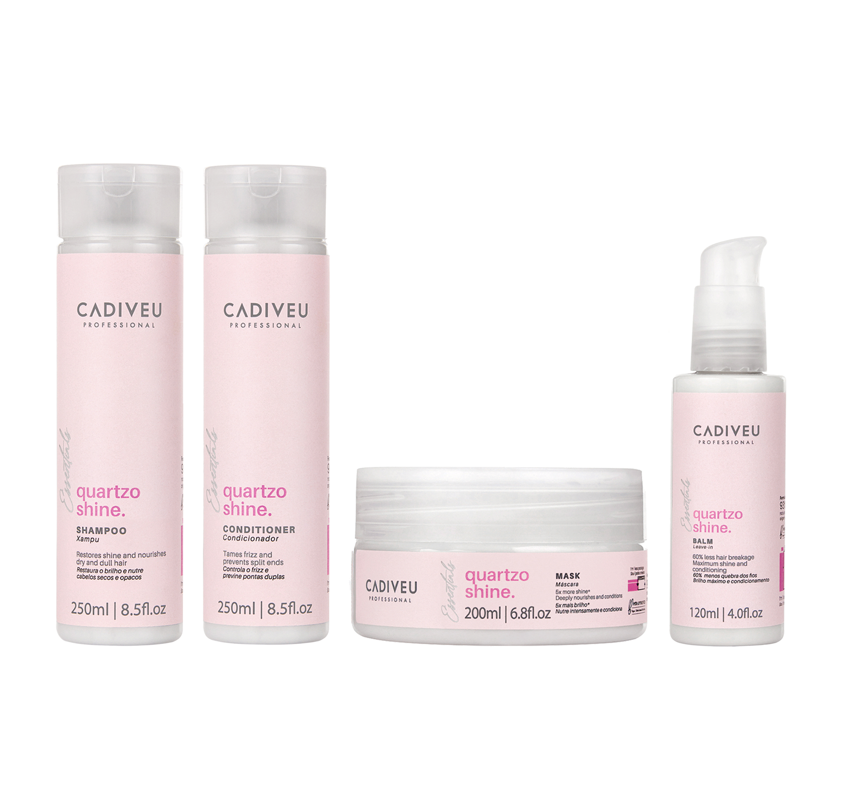Kit Quartzo Shine Shampoo + Condicionador + Máscara + Leave-in
