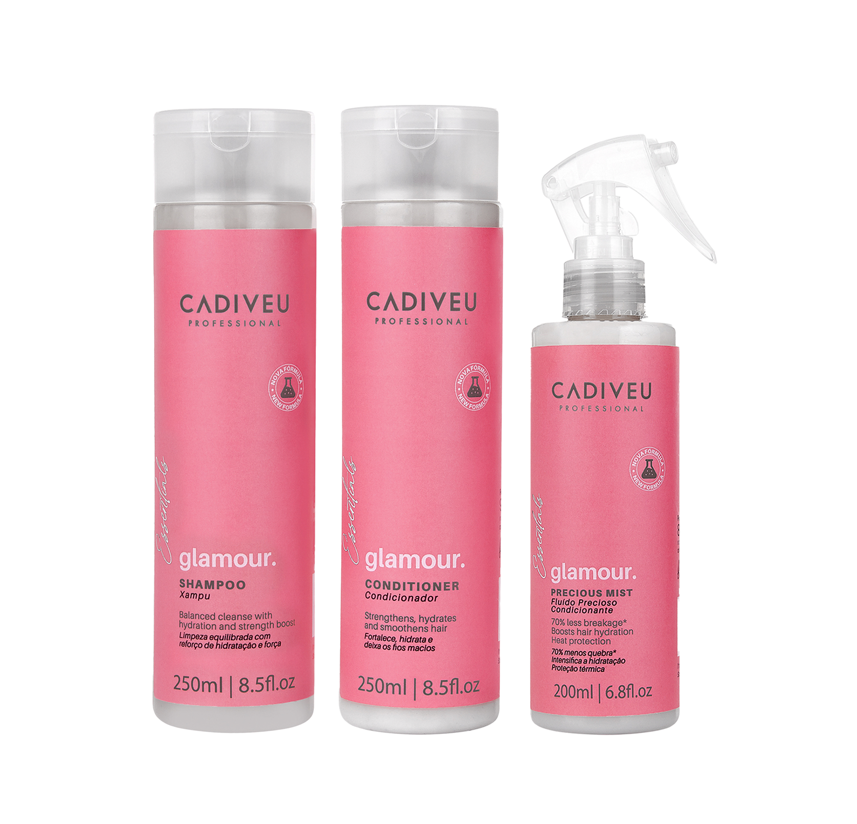 Kit Essential Glamour Shampoo 250ml + Condicionador 250ml + Fluído 200ml