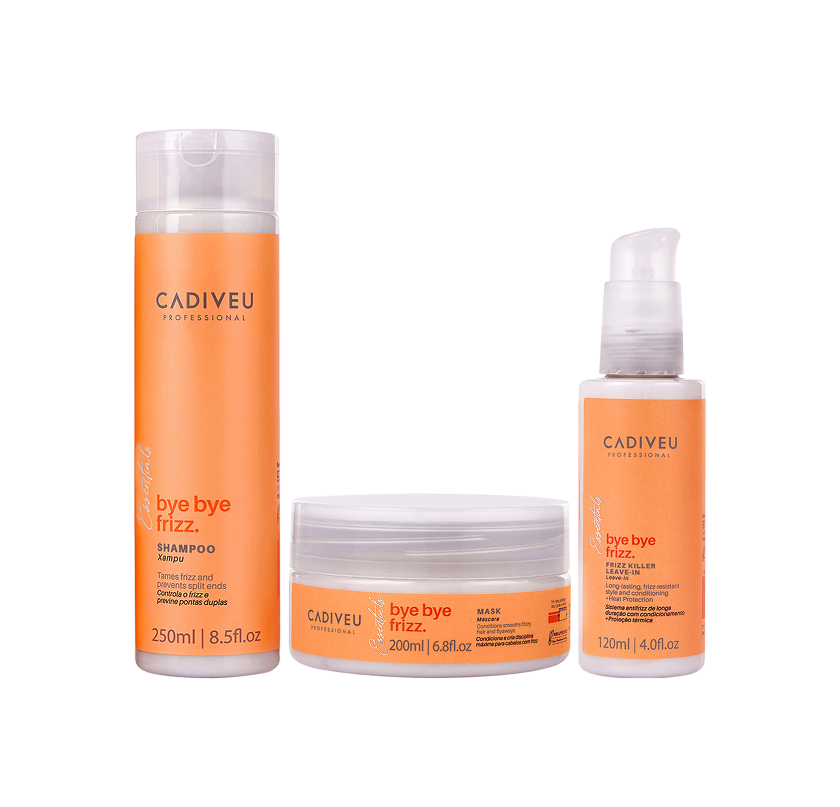 Kit Shampoo + Máscara + Leave-in Cadiveu Professional Bye Bye Frizz