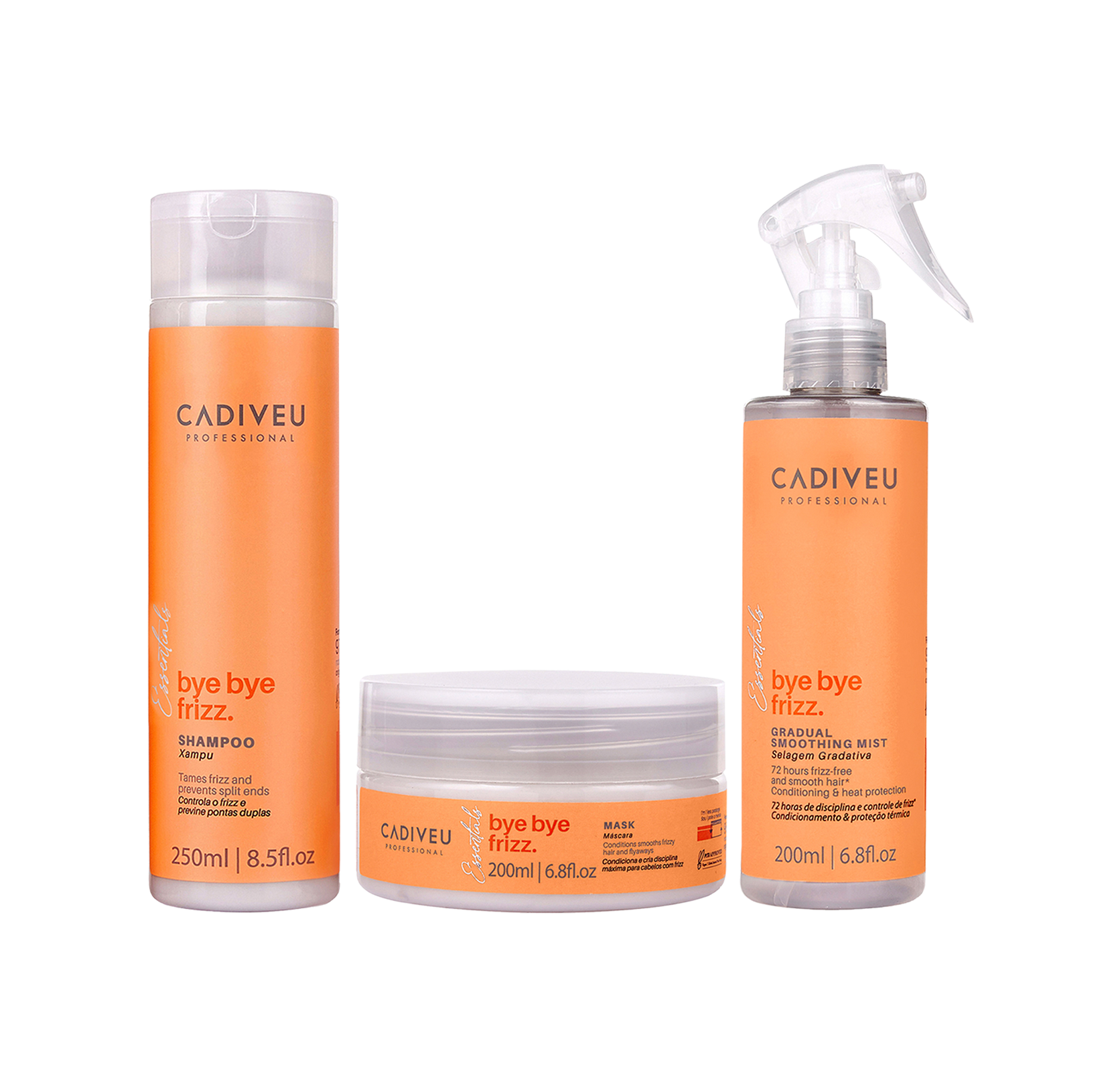 Trio Shampoo + Máscara + Selagem Cadiveu Professional Bye Bye Frizz