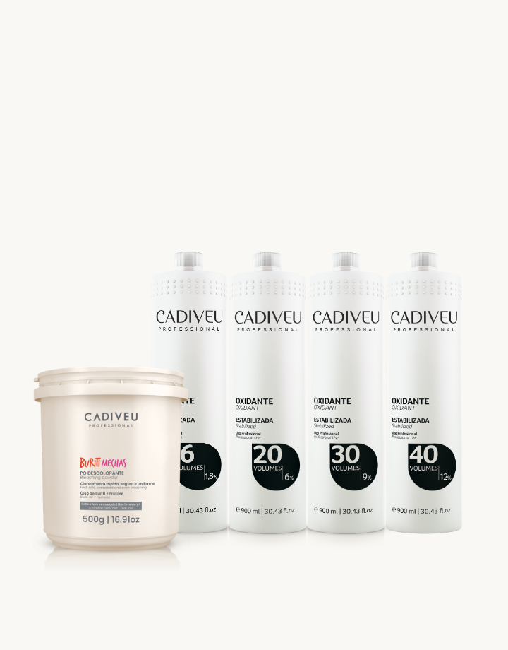 Kit Cadiveu Professional Buriti Mechas Pó Descolorante  500g + Ox 6v, 20v, 30v e 40v 900ml