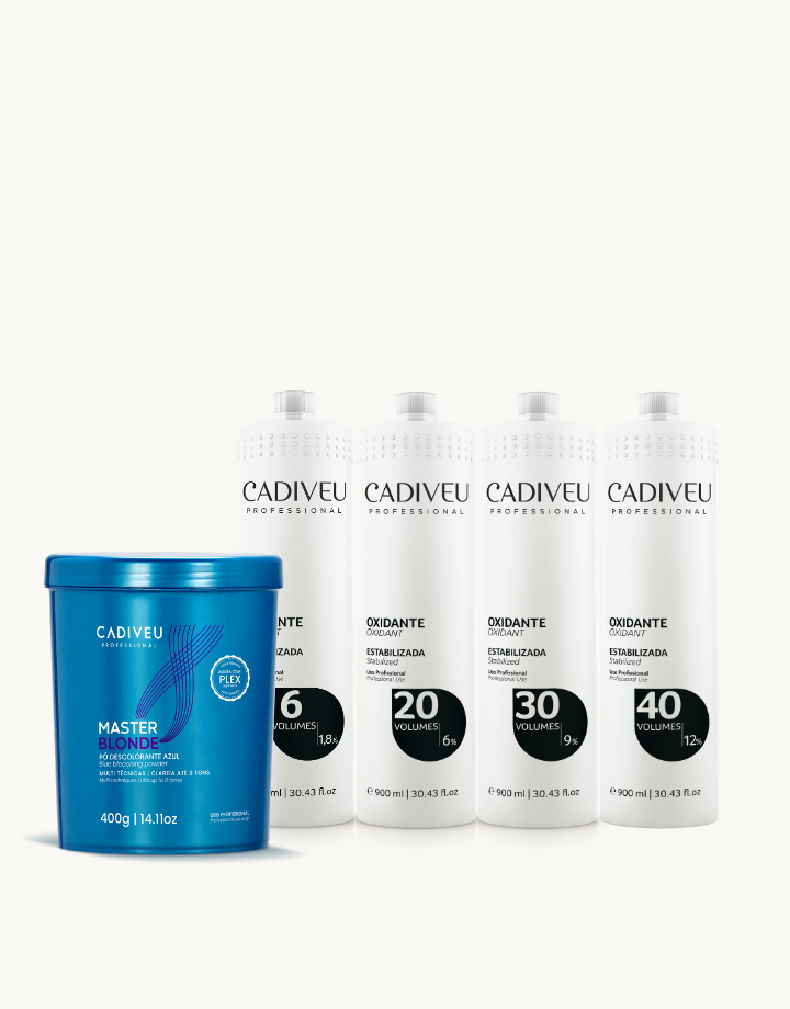 Kit Cadiveu Professional Master Blonde Pó descolorante 500g +  Ox 6v, 20v, 30v e 40v 1L