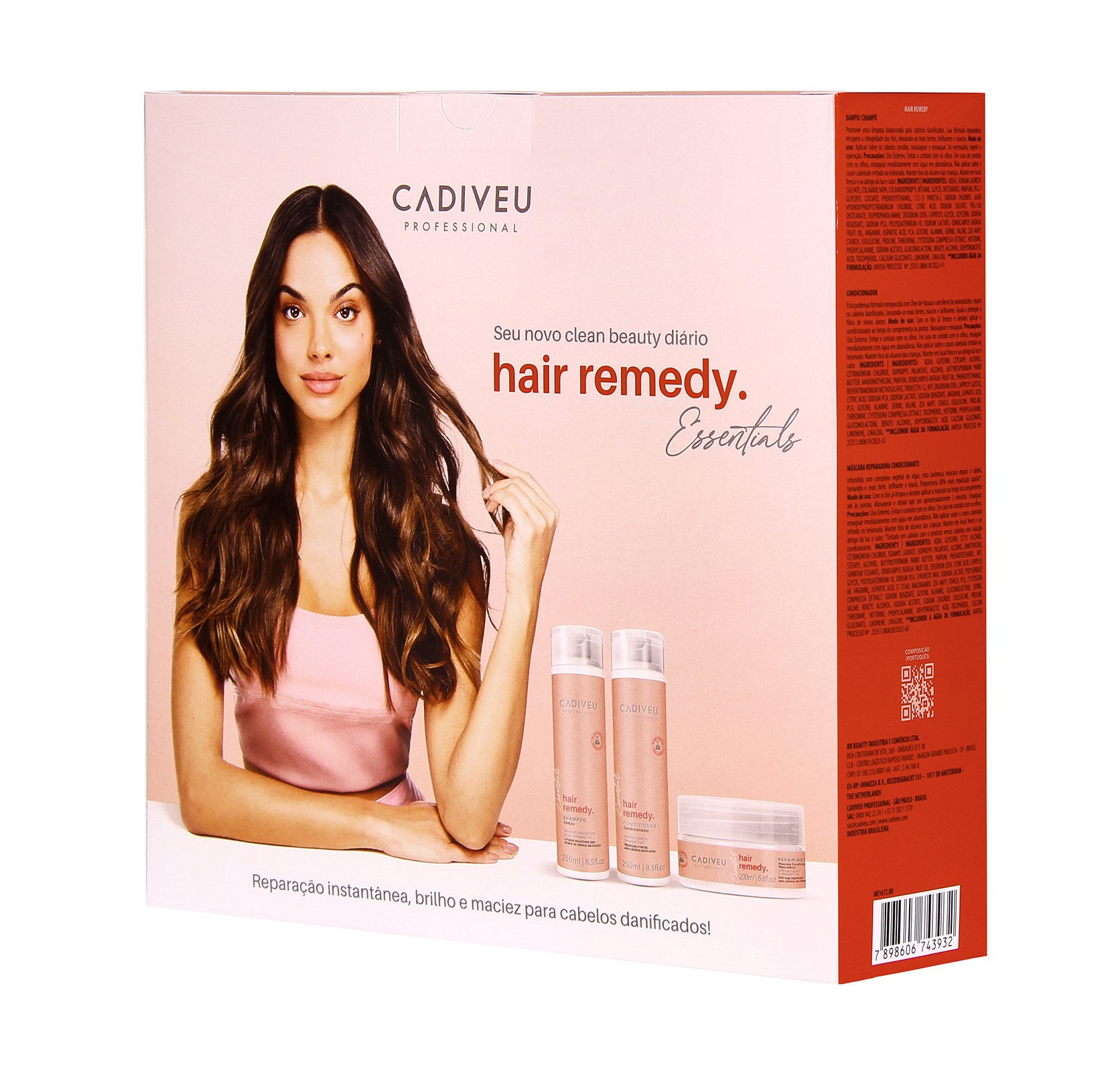 Cadiveu Professional Essentials Hair Remedy Kit Home Care Shampoo + Condicionador 250ml e Máscara 200ml