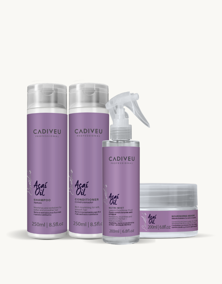 Kit Cadiveu Essentials Açaí Oil Shampoo+ Condicionador + Máscara + Leave-in Fluído
