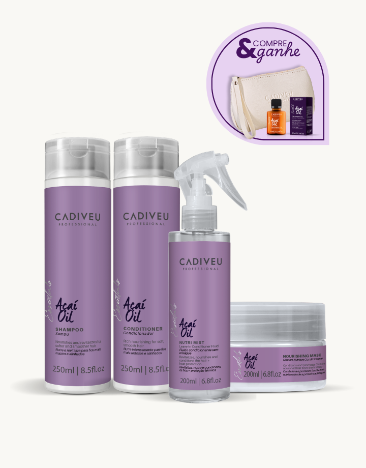 Kit Cadiveu Essentials Açaí Oil Shampoo+ Condicionador + Máscara + Leave-in Fluído