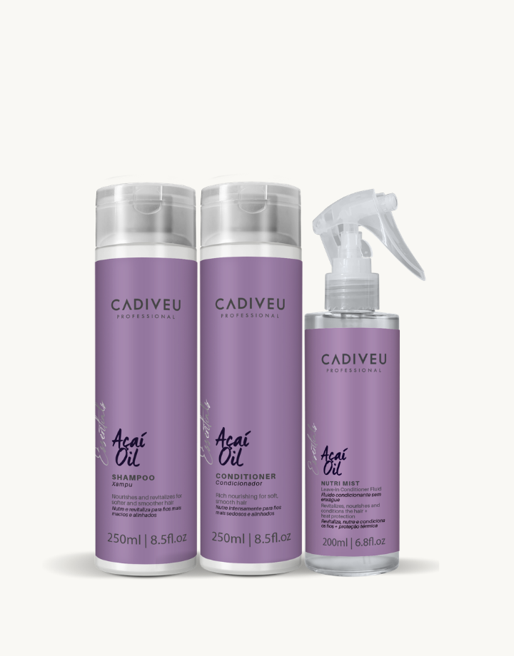 Kit Cadiveu Essentials Açaí Oil Shampoo + Condicionador + Leave-in Fluído