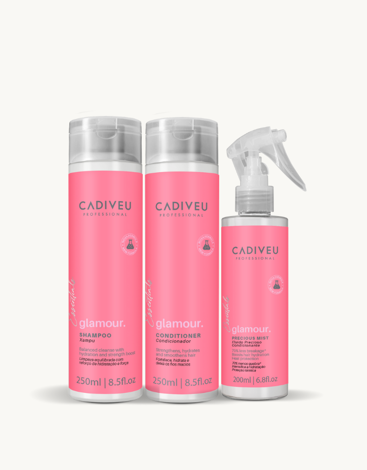 Kit Cadiveu Essentials Glamour Shampoo 250ml + Condicionador 250ml + Fluído 200ml