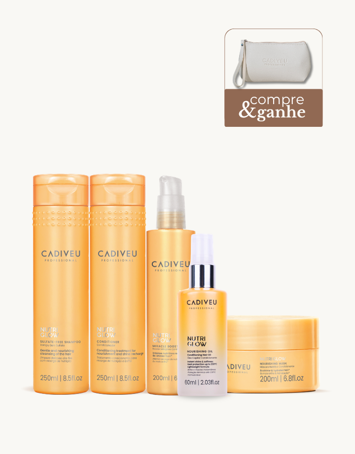 Kit Cadiveu Professional Nutri Glow Shampoo 250ml + condicionador 250ml + Miracle  Booster 200ml + Mascara 200g + Nutri Oil 60 ml
