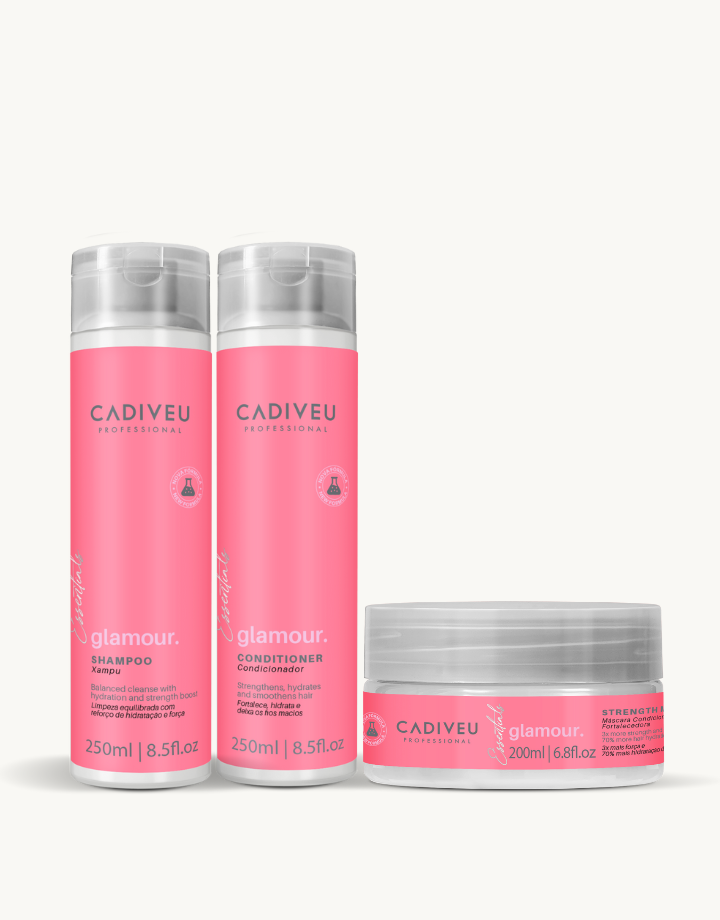 Kit Cadiveu Essentials Glamour Shampoo 250ml + Condicionador 250ml + Máscara 200g