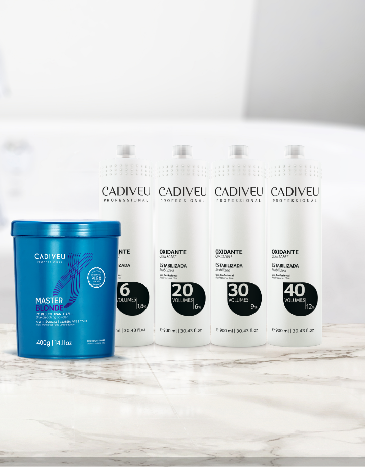 Kit Cadiveu Professional Master Blonde Pó descolorante 500g +  Ox 6v, 20v, 30v e 40v 1L
