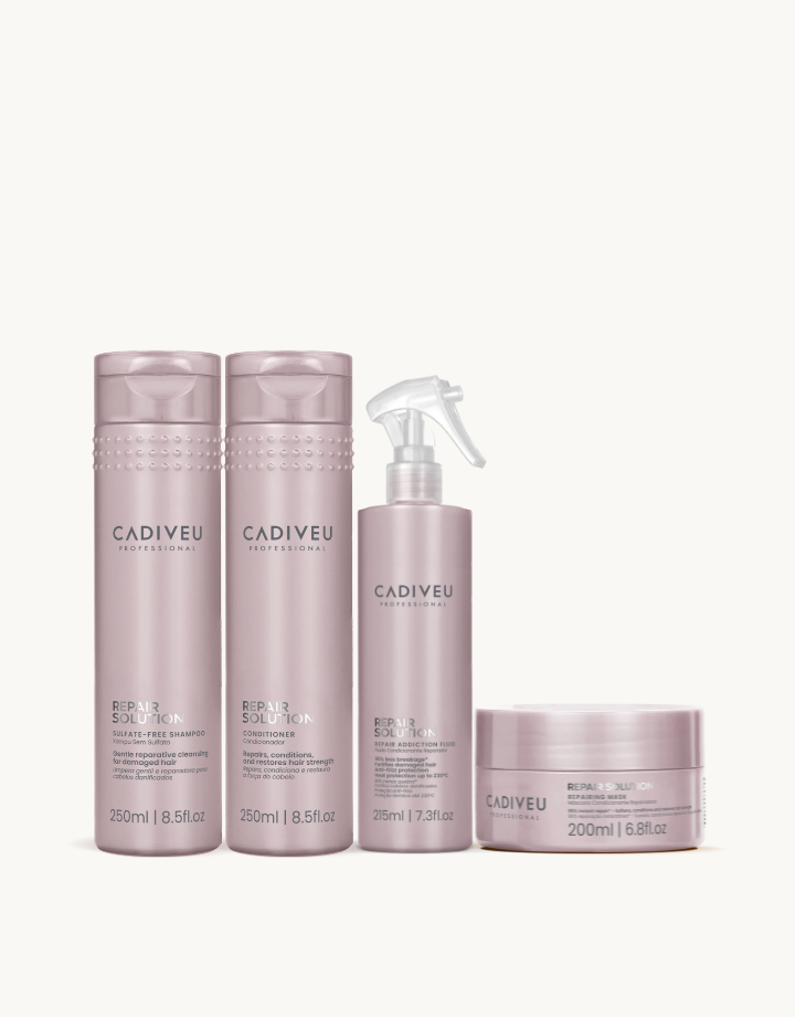 Kit Cadiveu Professional Repair Solution Shampoo 250ml + Condicionador 250ml + Máscara 200g + Fluído 200ml