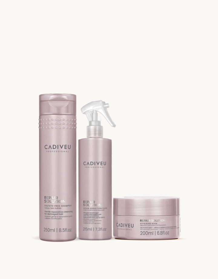 Kit Cadiveu Professional Repair Solution Shampoo 250ml + Máscara 200g+ Fluído 200ml