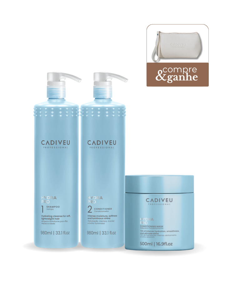 Kit Profissional Hydra Pro Shampoo 980Ml, Condicionador 980Ml, Máscara 500Ml