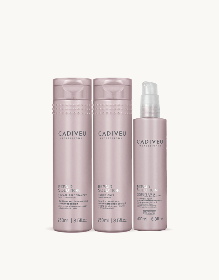 Kit Cadiveu Professional Repair Solution Shampoo 250ml + Condicionadro 250ml + Proteína 200ml
