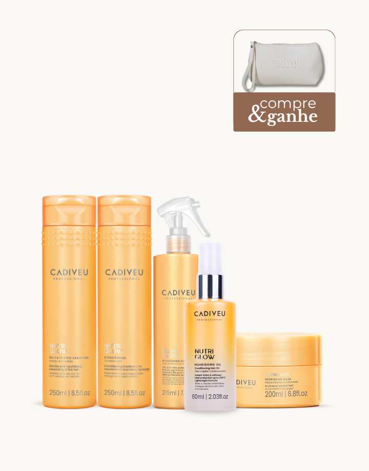 Kit Cadiveu Professional Nutri Glow Shampoo 250ml + Condicionador 250ml + Fluído 200ml + Máscara 200g + Oléo 60ml