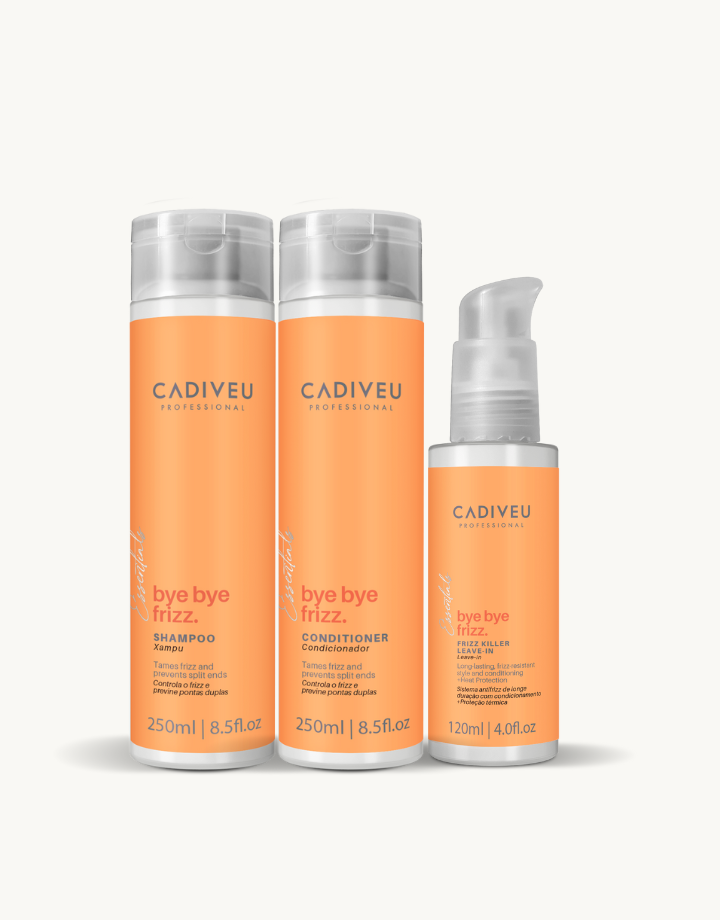 Kit Cadiveu Essentials Bye Bye Frizz Shampoo 250ml + Condicionador 250ml  + Leave-in 120ml