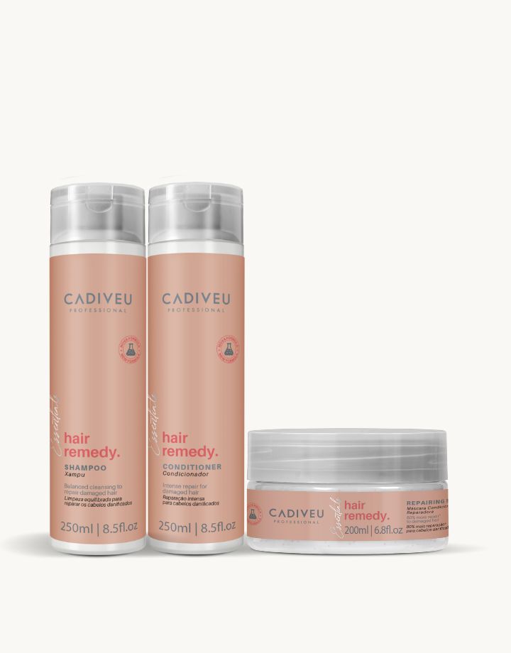 Kit Cadiveu Essentials Hair Remedy Shampoo 250ml + Condicionador 250ml +Máscara 200h