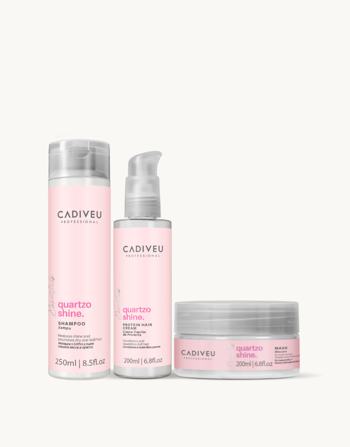 Kit Cadiveu Essentials Quartzo Shine Proteina 200ml + Shampoo 250ml +Máscara 200g
