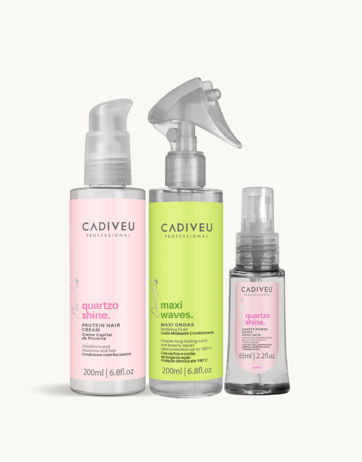 Kit Proteina Quartzo Shine 200ml + Quartzo Shine Líquido 65ml+ Maxi Waves 200ml