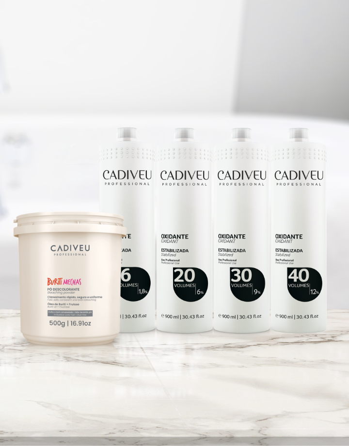 Kit Cadiveu Professional Buriti Mechas Pó Descolorante  500g + Ox 6v, 20v, 30v e 40v 900ml