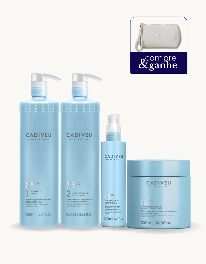 Kit Profissional Hydra Pro Shampoo 980Ml, Condicionador 980Ml, Mascara 500Ml, Leave-in 200Ml