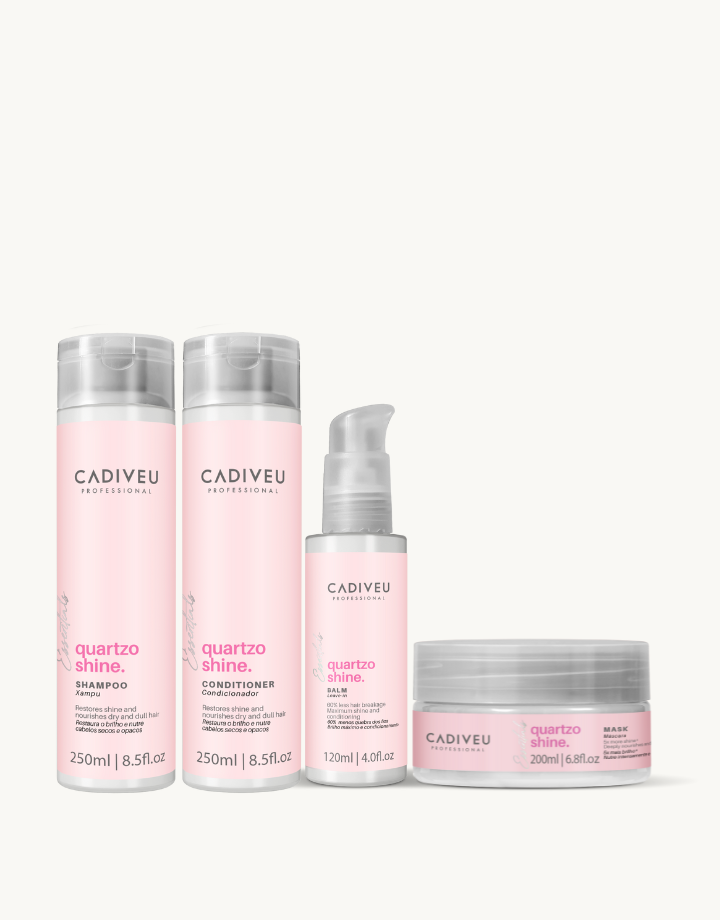 Kit Quartzo Shine Shampoo 250ml+ Condicionador 250ml + Máscara 200g + Leave-in 120ml