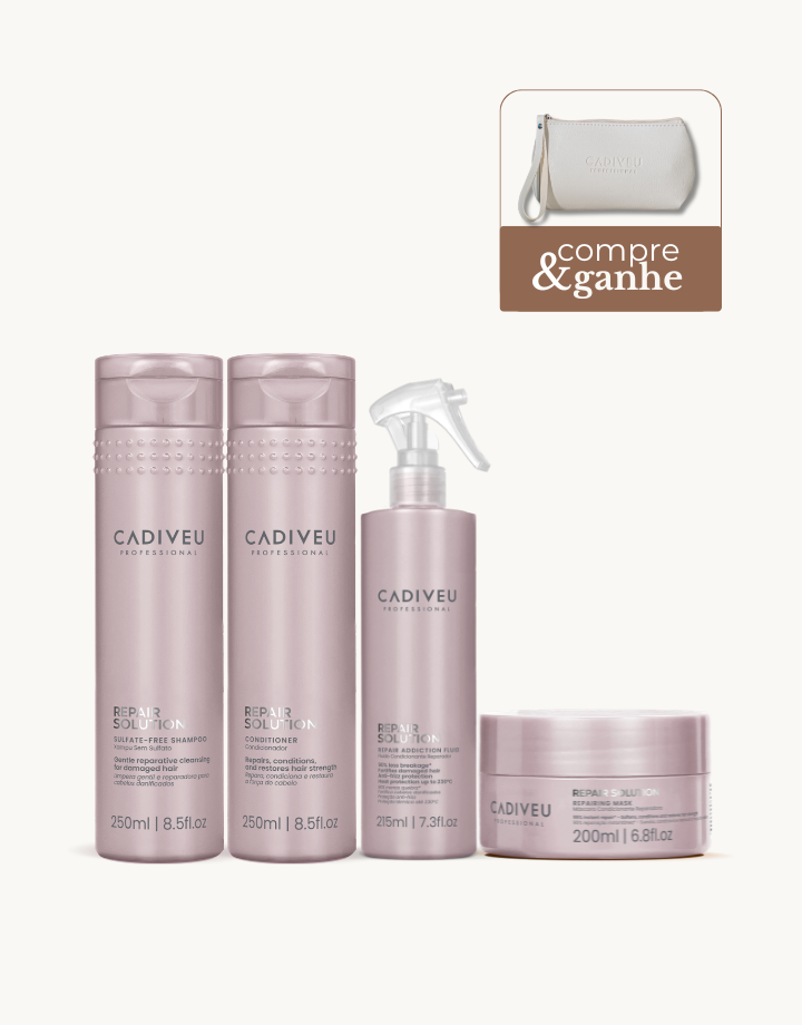 Kit Cadiveu Professional Repair Solution Shampoo 250ml + Condicionador 250ml + Máscara 200g + Fluído 200ml